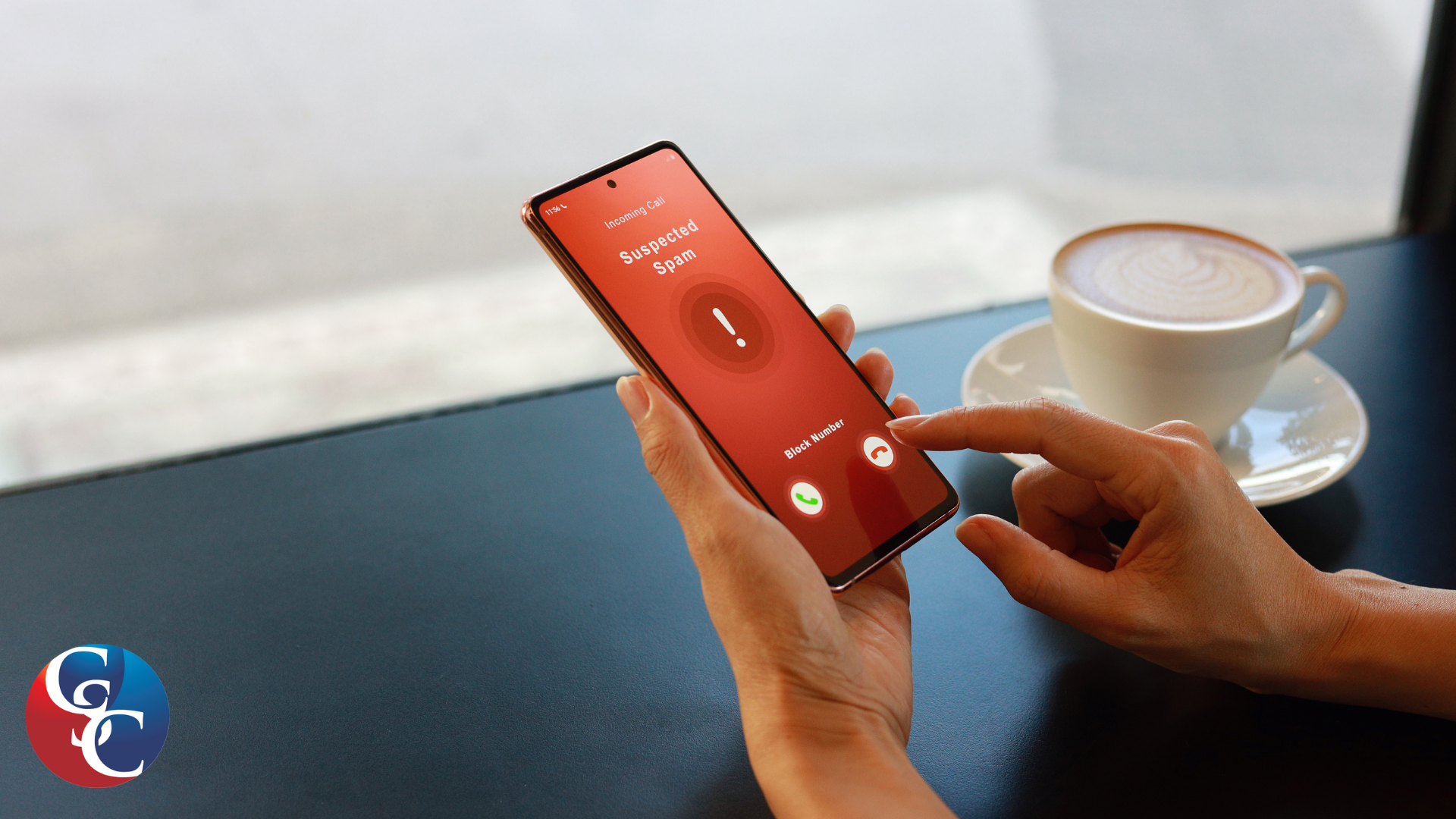 Phone call indicating a scam alert.